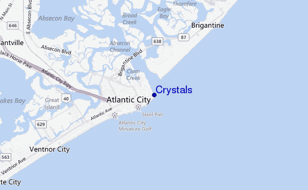 mapa de ubicación de Crystals
