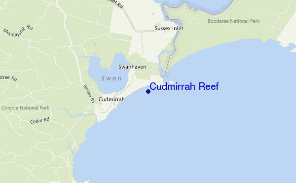mapa de ubicación de Cudmirrah Reef