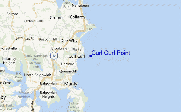 mapa de ubicación de Curl Curl Point