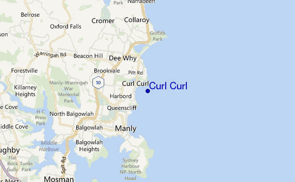 mapa de ubicación de Curl Curl