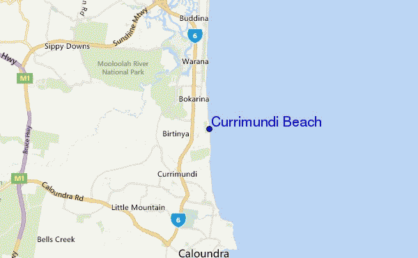 mapa de ubicación de Currimundi Beach