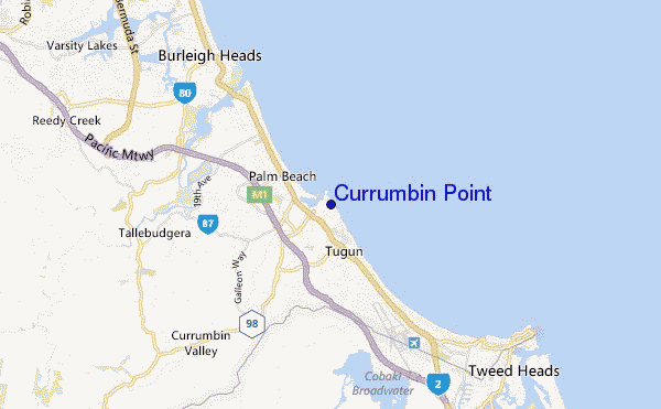 mapa de ubicación de Currumbin Point
