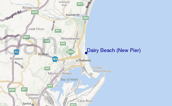 mapa de ubicación de Dairy Beach (New Pier)