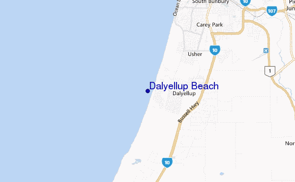 mapa de ubicación de Dalyellup Beach