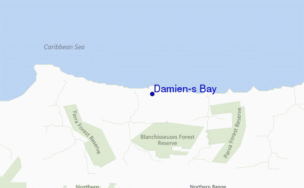 mapa de ubicación de Damien's Bay