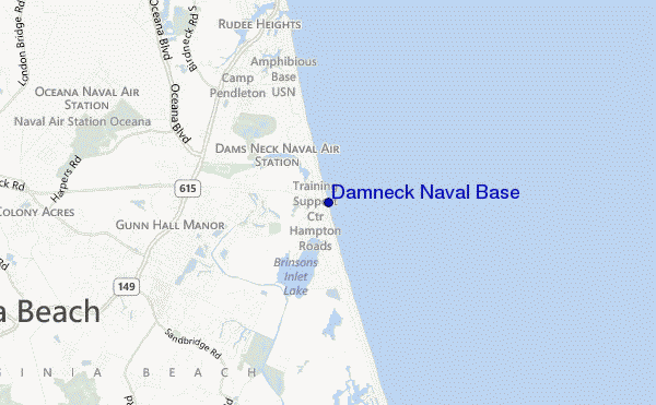 mapa de ubicación de Damneck Naval Base