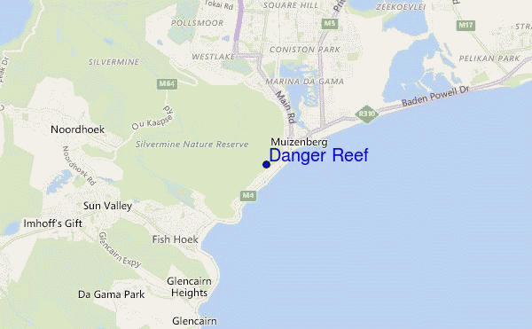 mapa de ubicación de Danger Reef