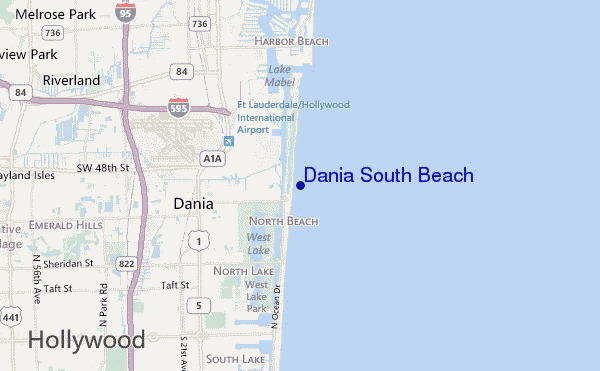 mapa de ubicación de Dania South Beach