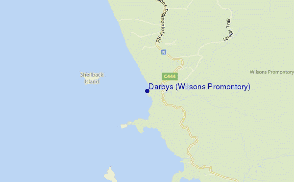 mapa de ubicación de Darbys (Wilsons Promontory)