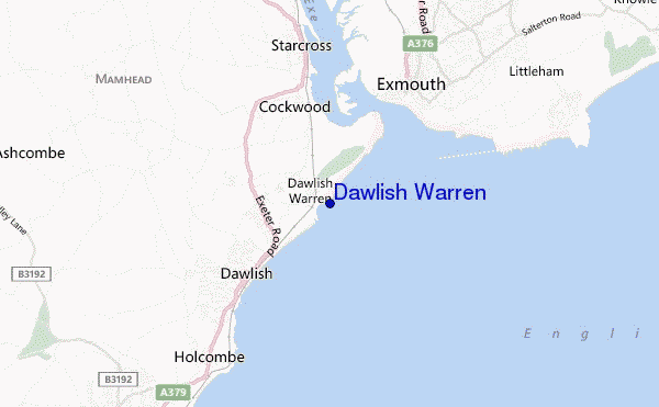 mapa de ubicación de Dawlish Warren