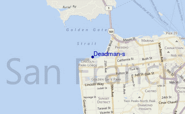 mapa de ubicación de Deadman's