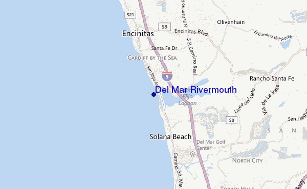 mapa de ubicación de Del Mar Rivermouth