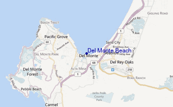 mapa de ubicación de Del Monte Beach