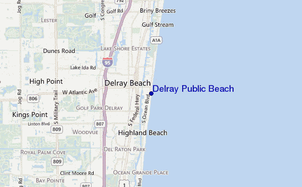 mapa de ubicación de Delray Public Beach