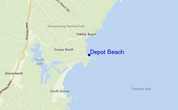 mapa de ubicación de Depot Beach