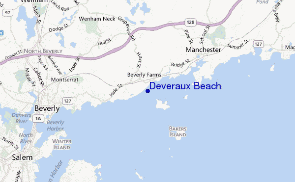 mapa de ubicación de Deveraux Beach