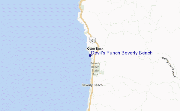 mapa de ubicación de Devil s Punch Beverly Beach