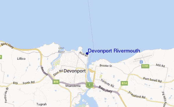 mapa de ubicación de Devonport Rivermouth