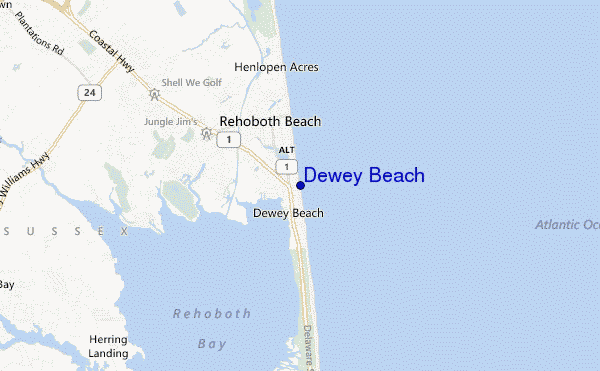 mapa de ubicación de Dewey Beach