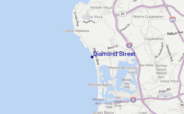 mapa de ubicación de Diamond Street