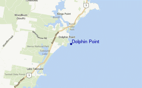mapa de ubicación de Dolphin Point
