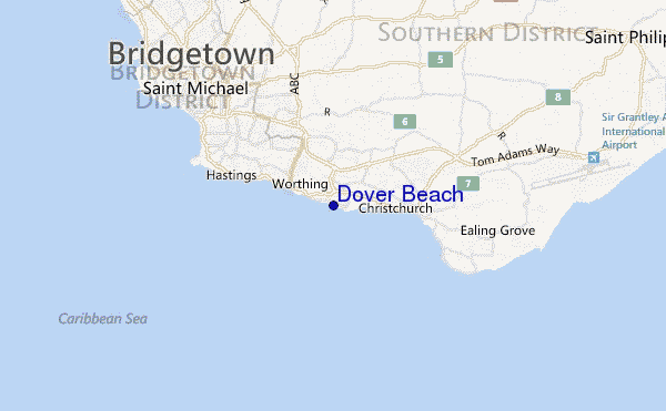 mapa de ubicación de Dover Beach
