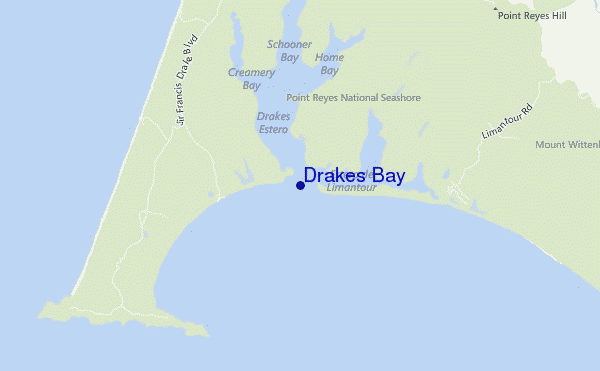mapa de ubicación de Drakes Bay