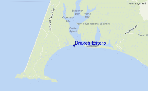 mapa de ubicación de Drakes Estero