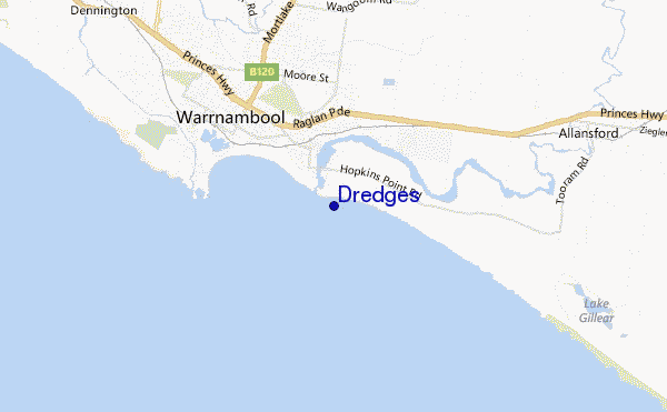 mapa de ubicación de Dredges