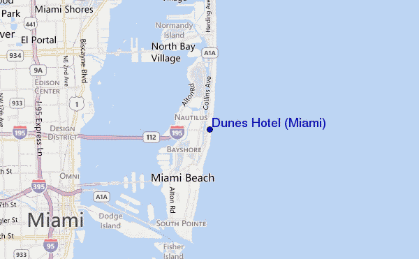 mapa de ubicación de Dunes Hotel (Miami)