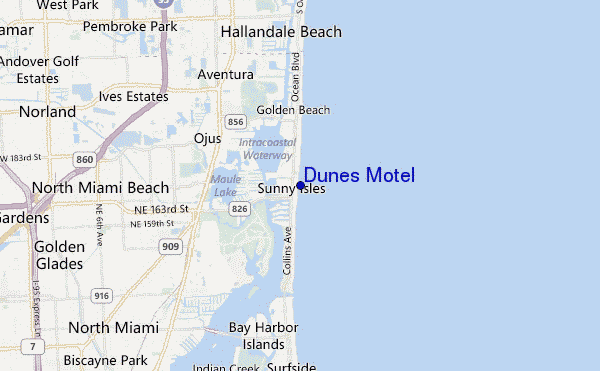 mapa de ubicación de Dunes Motel