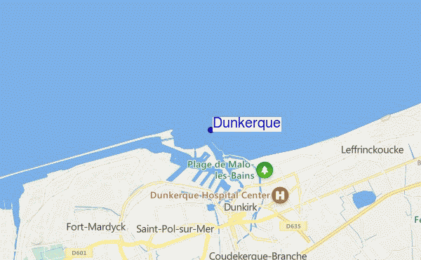 mapa de ubicación de Dunkerque
