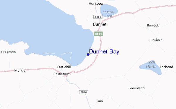 mapa de ubicación de Dunnet Bay