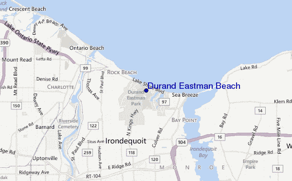 mapa de ubicación de Durand Eastman Beach