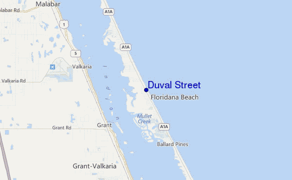 mapa de ubicación de Duval Street