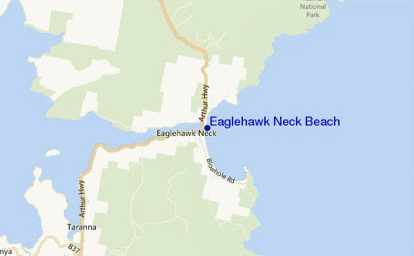 mapa de ubicación de Eaglehawk Neck Beach