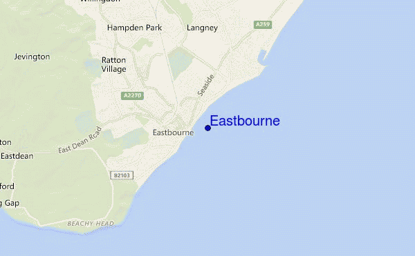 mapa de ubicación de Eastbourne