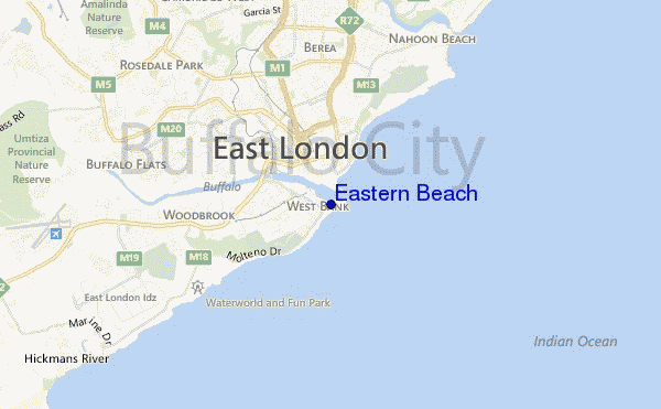 mapa de ubicación de Eastern Beach