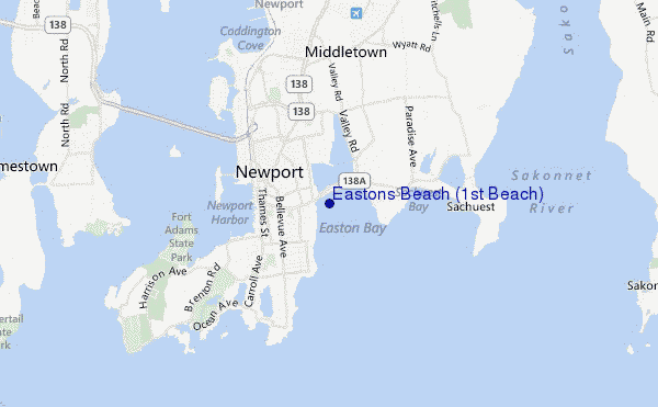 mapa de ubicación de Eastons Beach (1st Beach)