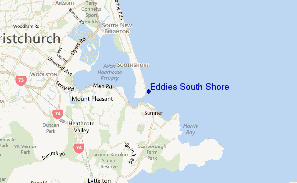 mapa de ubicación de Eddies South Shore