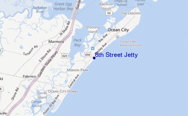mapa de ubicación de 8th Street Jetty