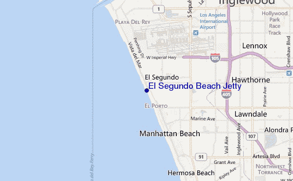 mapa de ubicación de El Segundo Beach Jetty