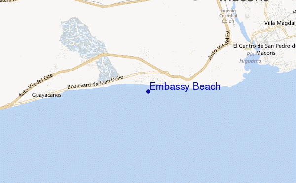 mapa de ubicación de Embassy Beach