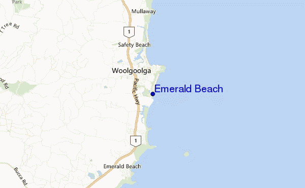 mapa de ubicación de Emerald Beach