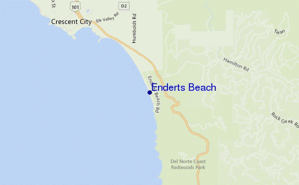 mapa de ubicación de Enderts Beach