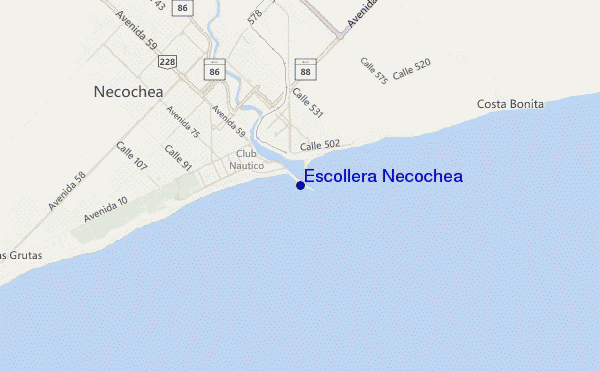 mapa de ubicación de Escollera Necochea