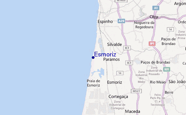mapa de ubicación de Esmoriz