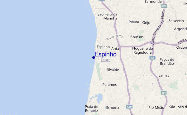 mapa de ubicación de Espinho