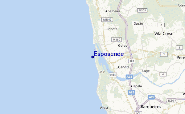 mapa de ubicación de Esposende
