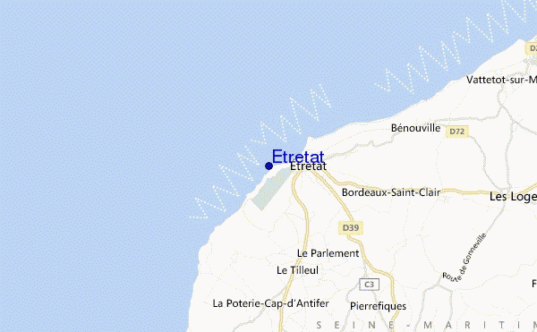 mapa de ubicación de Etretat